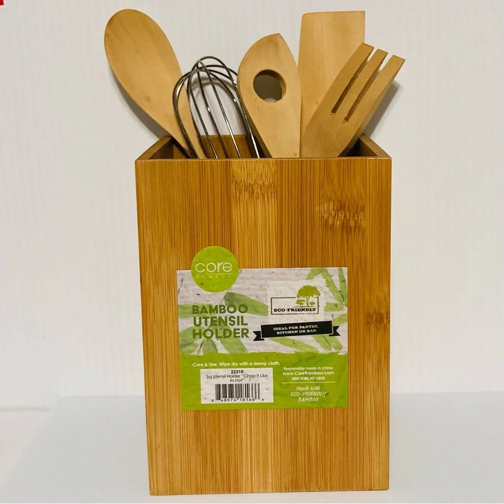 BAMBOO Kitchen Utensil Holder Chop it Like it's Hot 5
